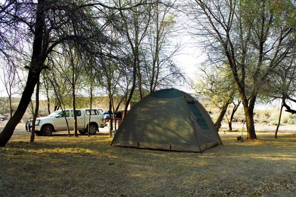 campsite with tent