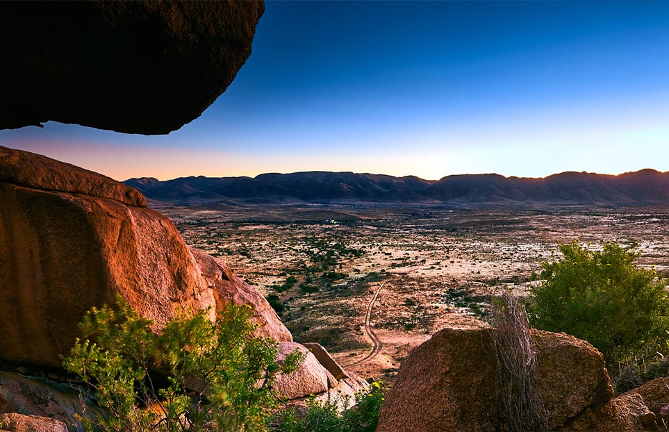 view of landscape with giant boulders